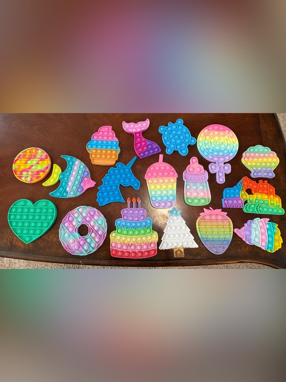 Rainbow Silicone Pop Fidget Toys - Multicolor Party Set